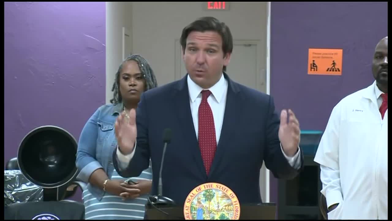 Gov. DeSantis speaks at an Orlando hair salon.