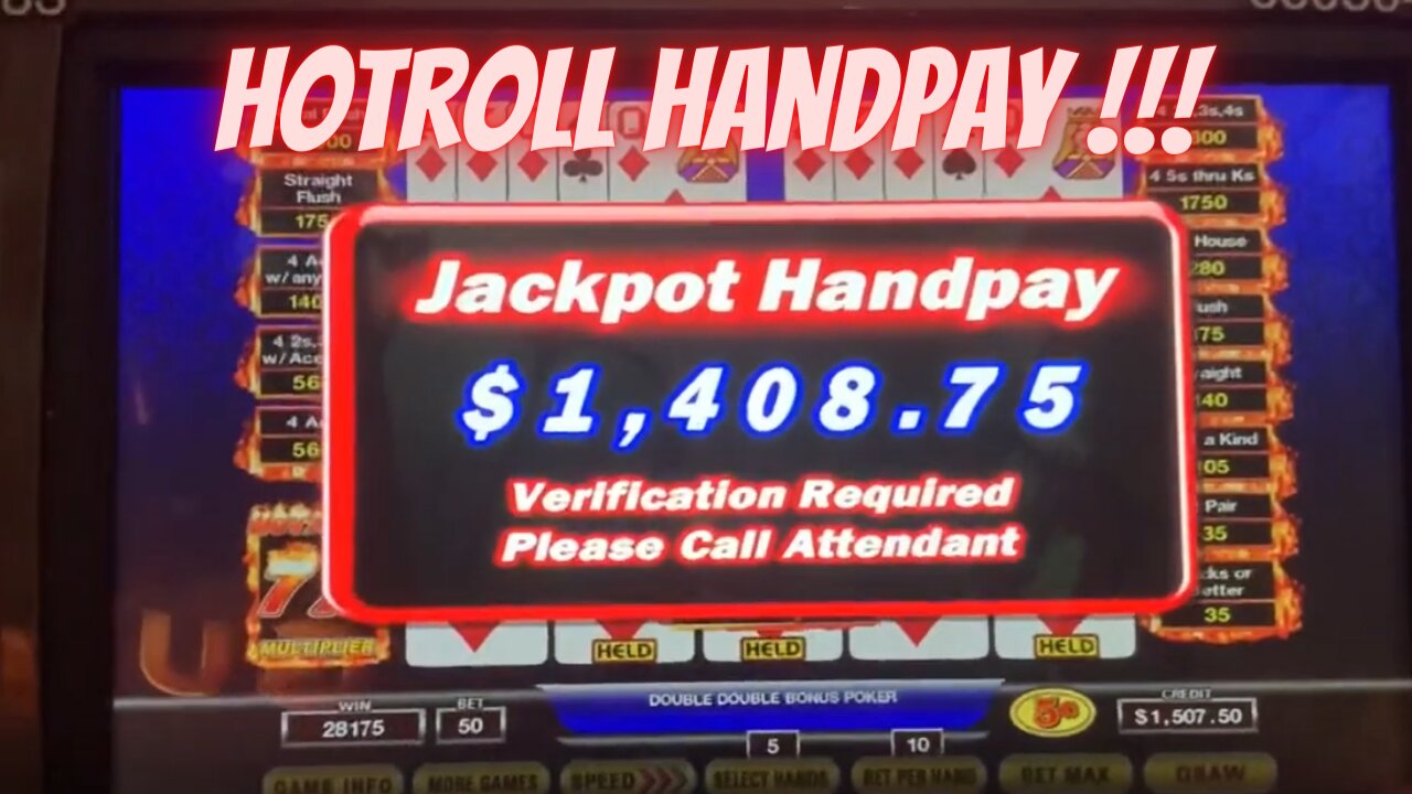 Royal Flush Hot Roll video poker hand pay jackpot Paris Las Vegas