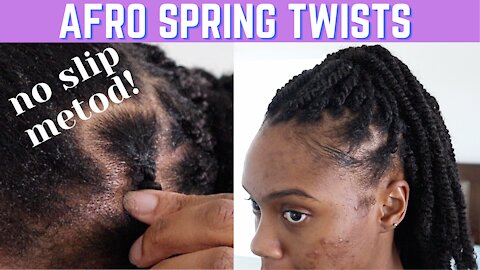 A NO-SLIP AFRO SPRING TWIST METHOD!! || Outre Pression Twisted Up 3X Springy Afro Twist