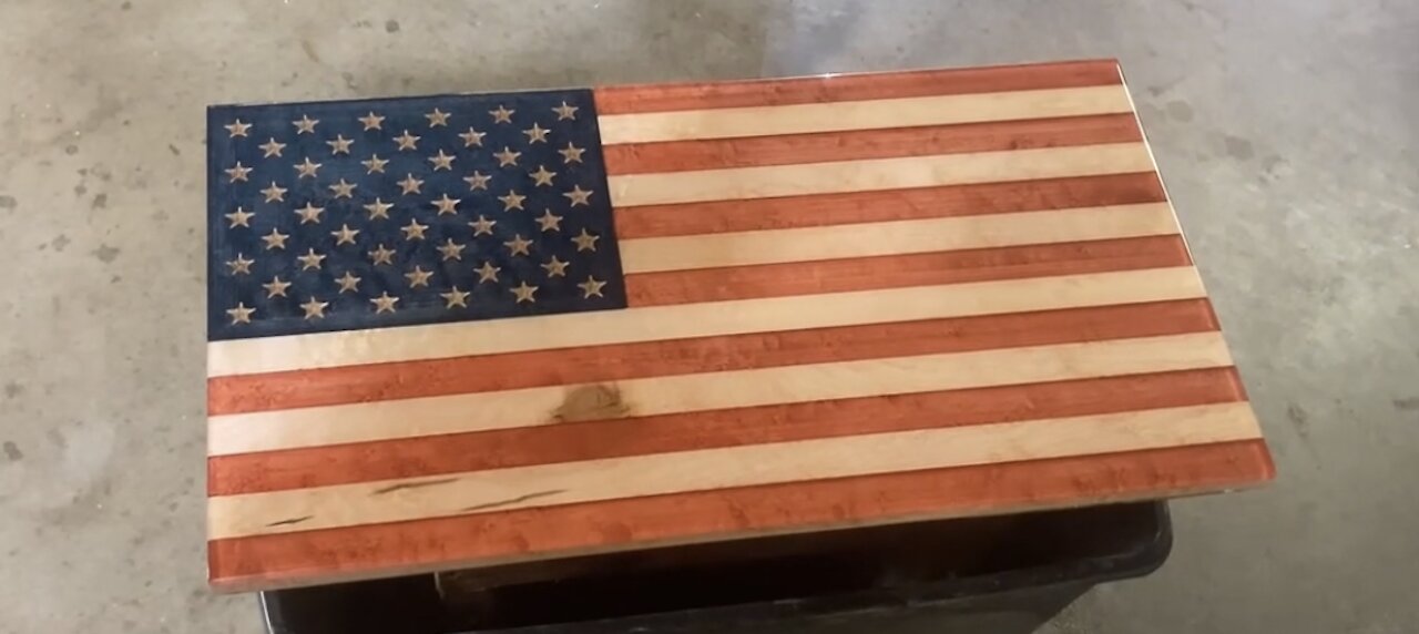 Wood American flag built out of Birdseye Maple