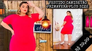 🛍️ VESTIDO CAMISETÃO PRIMAVERA VERÃO PLUS SIZE TAMANHO EXTRA G CORES LISAS SERVE DO 48 AO 52