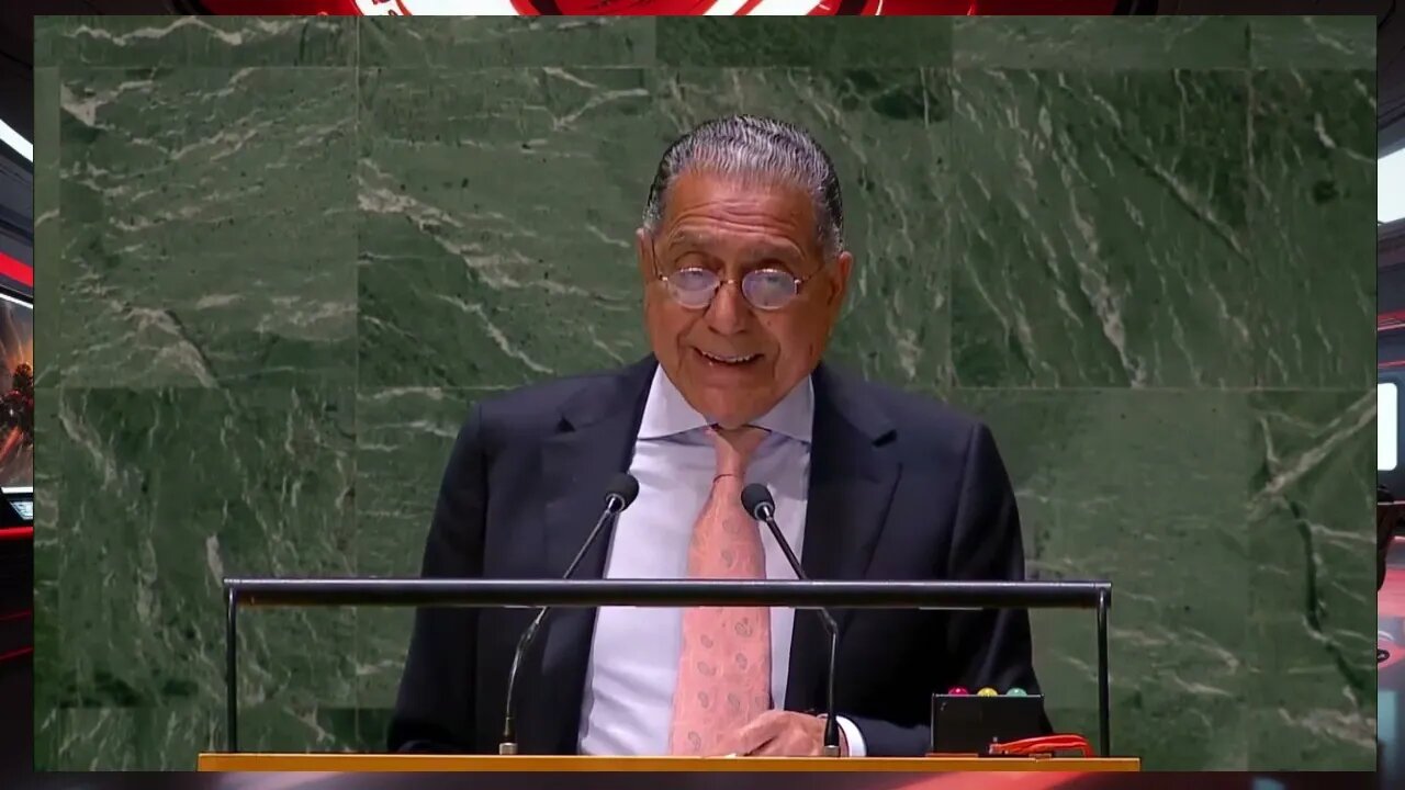 A representative for Pakistan addresses the General Assembly emergency session on Gaza