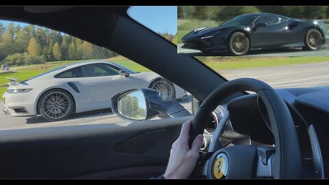 ROLLRACE 720 HP Ferrari F8 Tributo vs 650 HP Porsche 992 Turbo S [4k 60p]