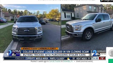 College student loses $20,000 in VIN cloning scam