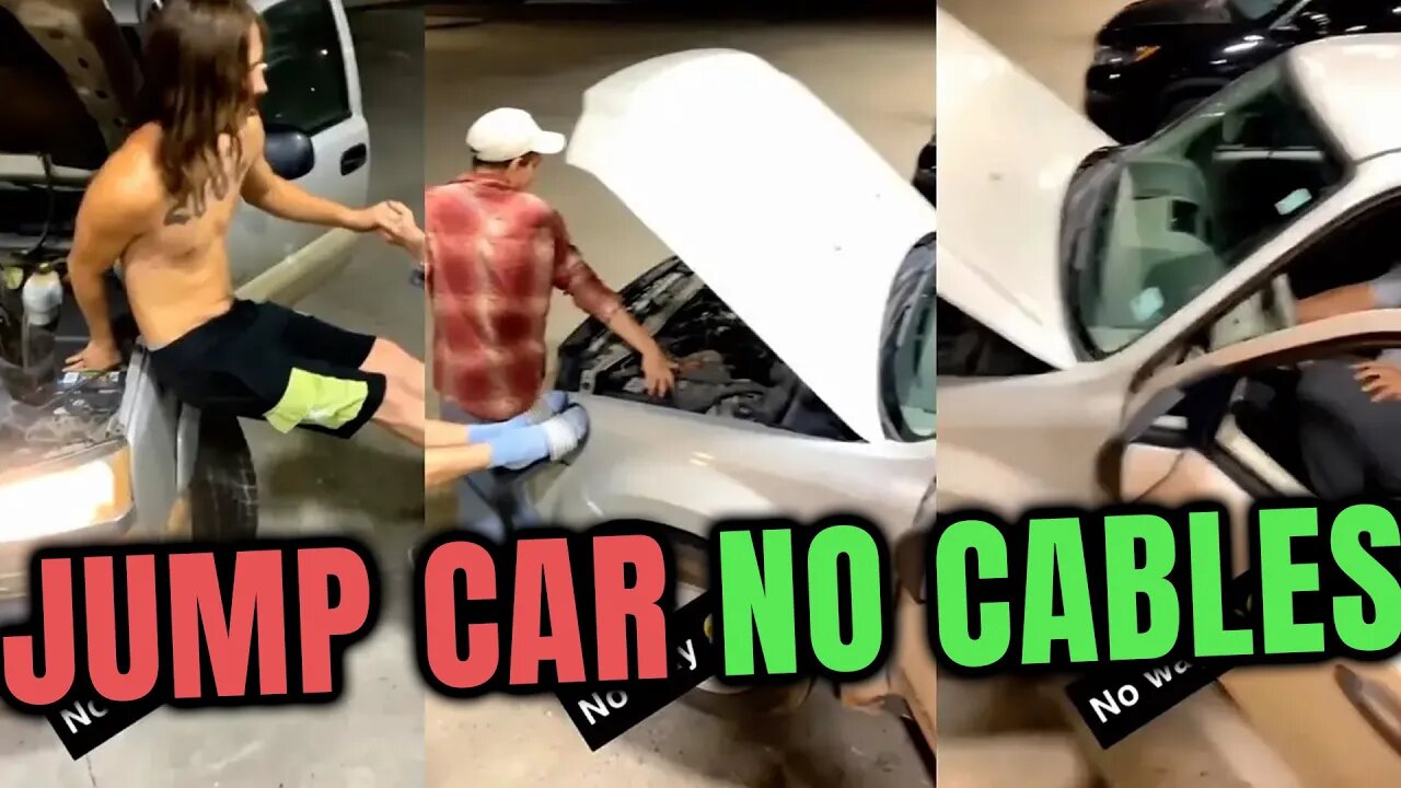 🚗Jumping a Car without Jumper Cables - MUST SEE👀