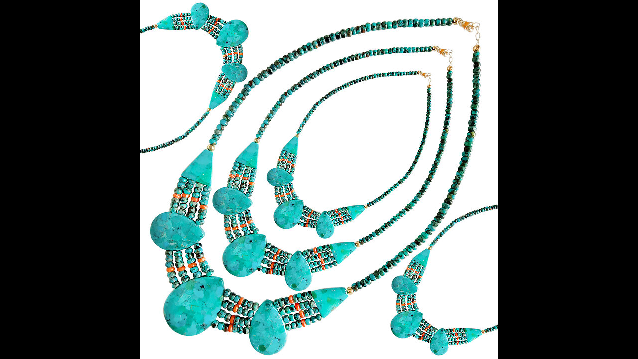 Natural turquoise orange spiny oyster Drop shaped turquoise pendant necklace10
