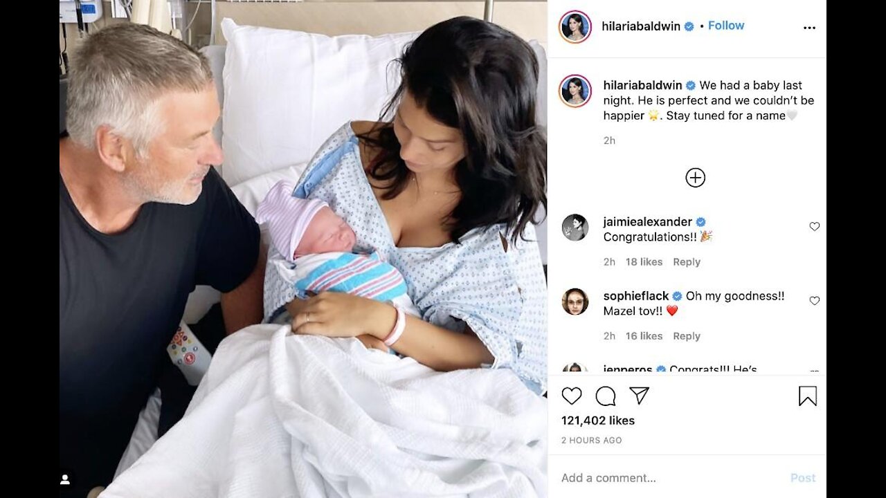 Family of seven! Hilaria Baldwin gives birth to a baby boy
