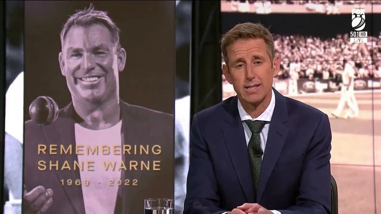 delivered an emotional tribute to Shane Warne as Fox Cricket paid tribute to the cricket icon