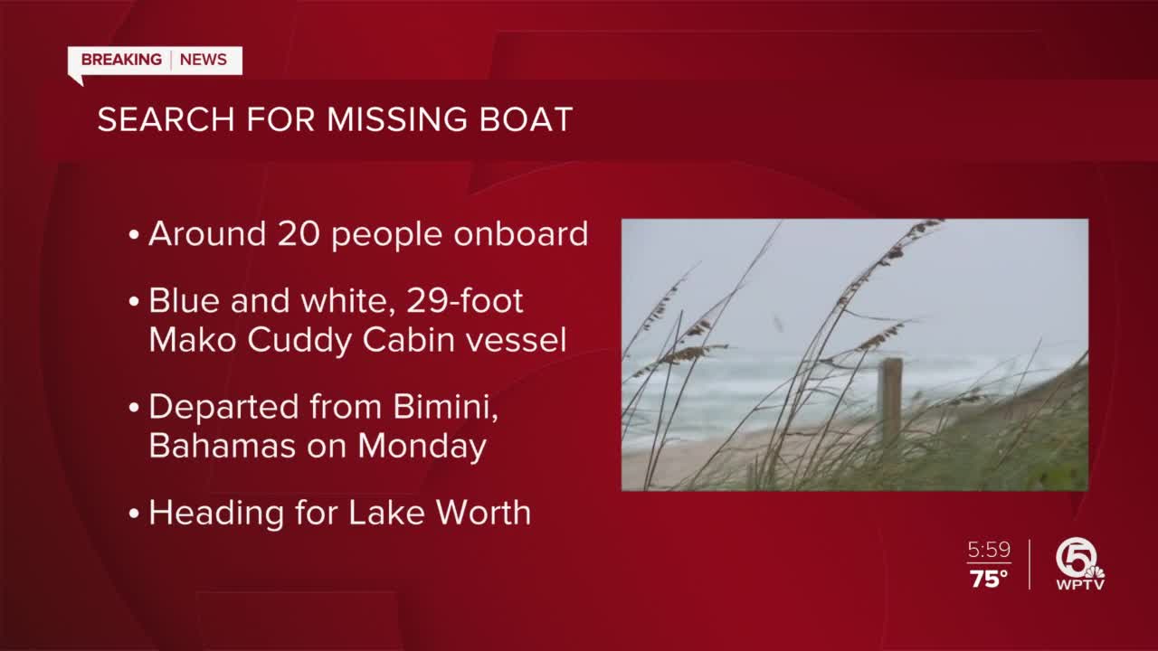 Boat headed to Lake Worth Beach missing with around 20 people aboard