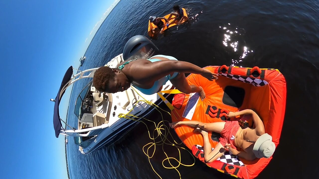 Blasian Babies Family Tow "Big Mable" Riding Tube From 2019 Chaparral 210 SunCoast Bowrider, Part 2