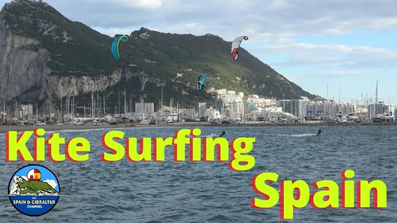 Kite Surfing Spain, La Linea Overlooking The Rock of Gibraltar *4K VIDEO*