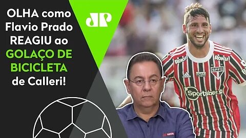 ANTOLÓGICO! OLHA a REAÇÃO de Flavio Prado ao GOL DE BICICLETA de Calleri em Água Santa x São Paulo!