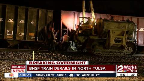 Train derailment in north Tulsa