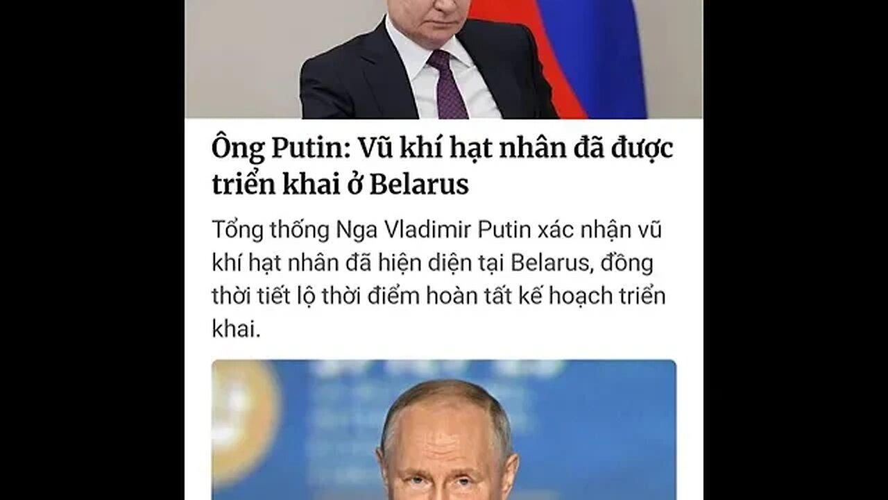 "CỰC NÓNG" - "ÔNG PUTIN: VŨ KHÍ HẠT NHÂN ĐÃ ĐƯỢC TRIỂN KHAI Ở BELARUS" #shorts