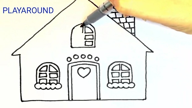 How to Draw Christmas House For Kids