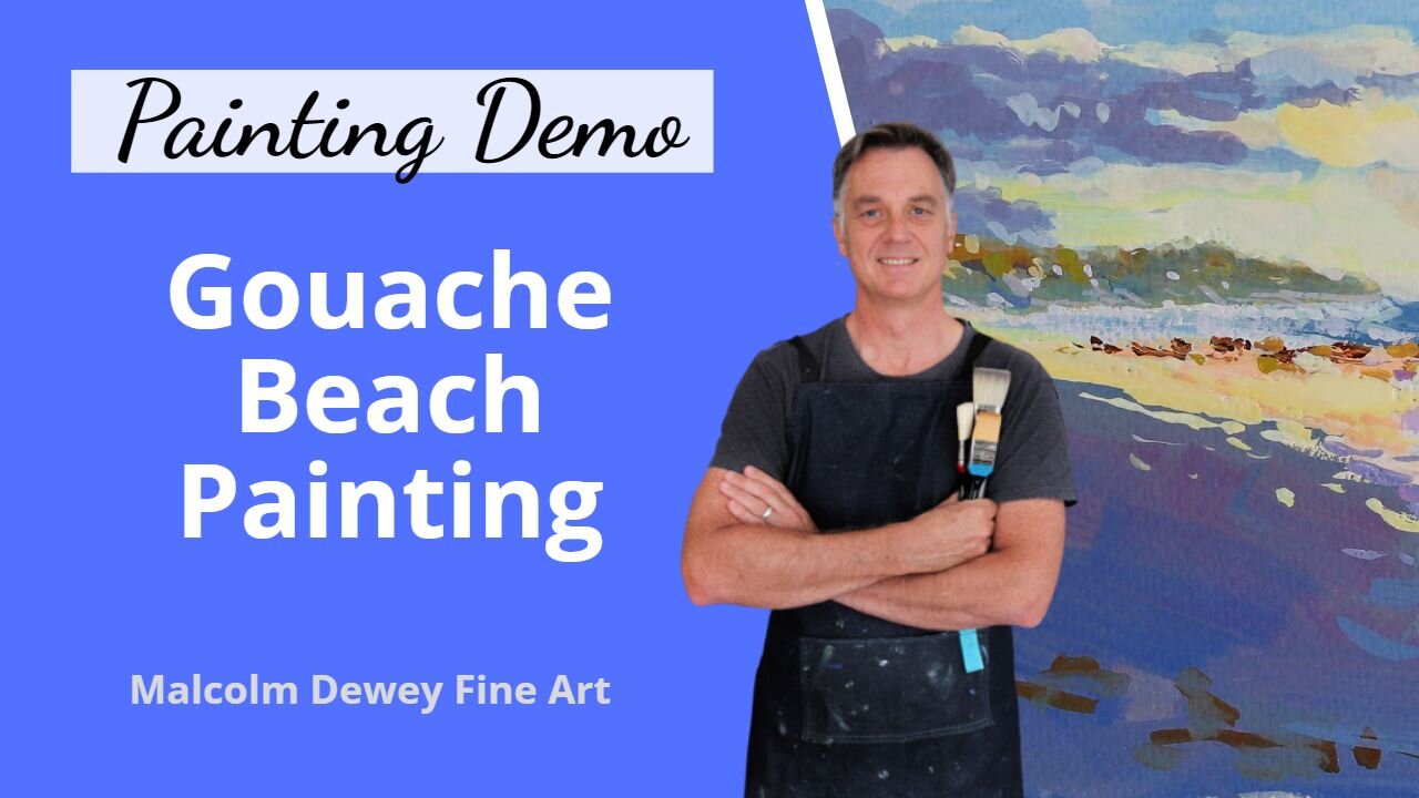 Painting a Beautiful BEACH Scene in Gouache 🌊 (Full Demo)