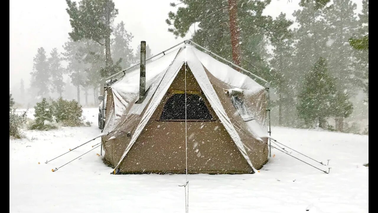 COLORADO SNOWSTORM - Hanging w/ Elsa & Barron - First UPLOAD From Camp - Tent Living w/ Wood Stove