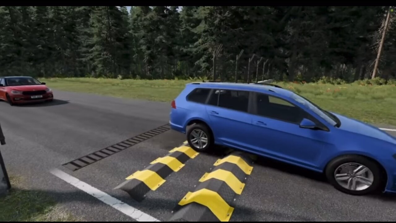 Watch Cars passing Big Speed Bumps forward and backward incredible