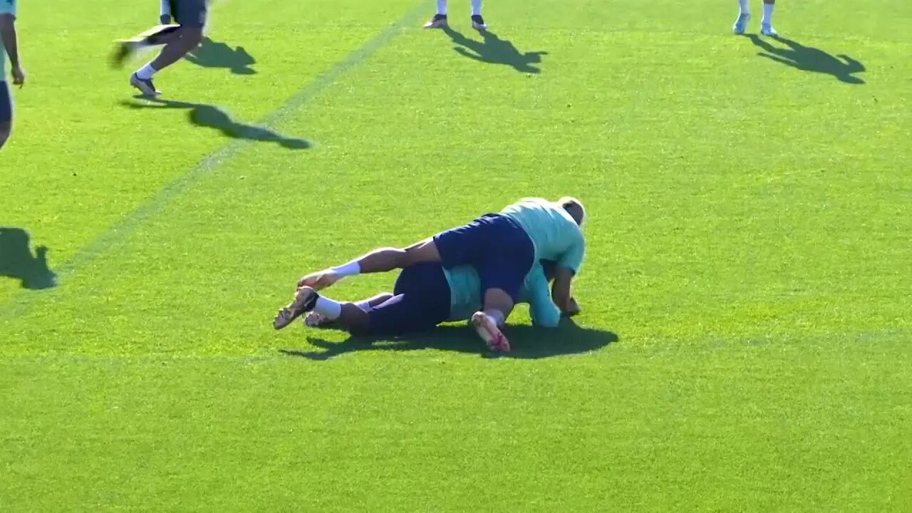 Casemiro nearly wipes out Richarlison with wild tackle in Brazil training