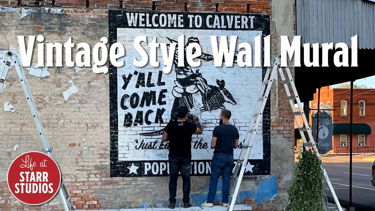 Painting a Vintage Style Wall Mural in Calvert, TX