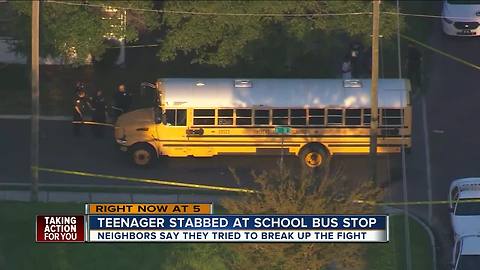 Teen girl stabbed in the back during school bus stop fight in Pinellas County