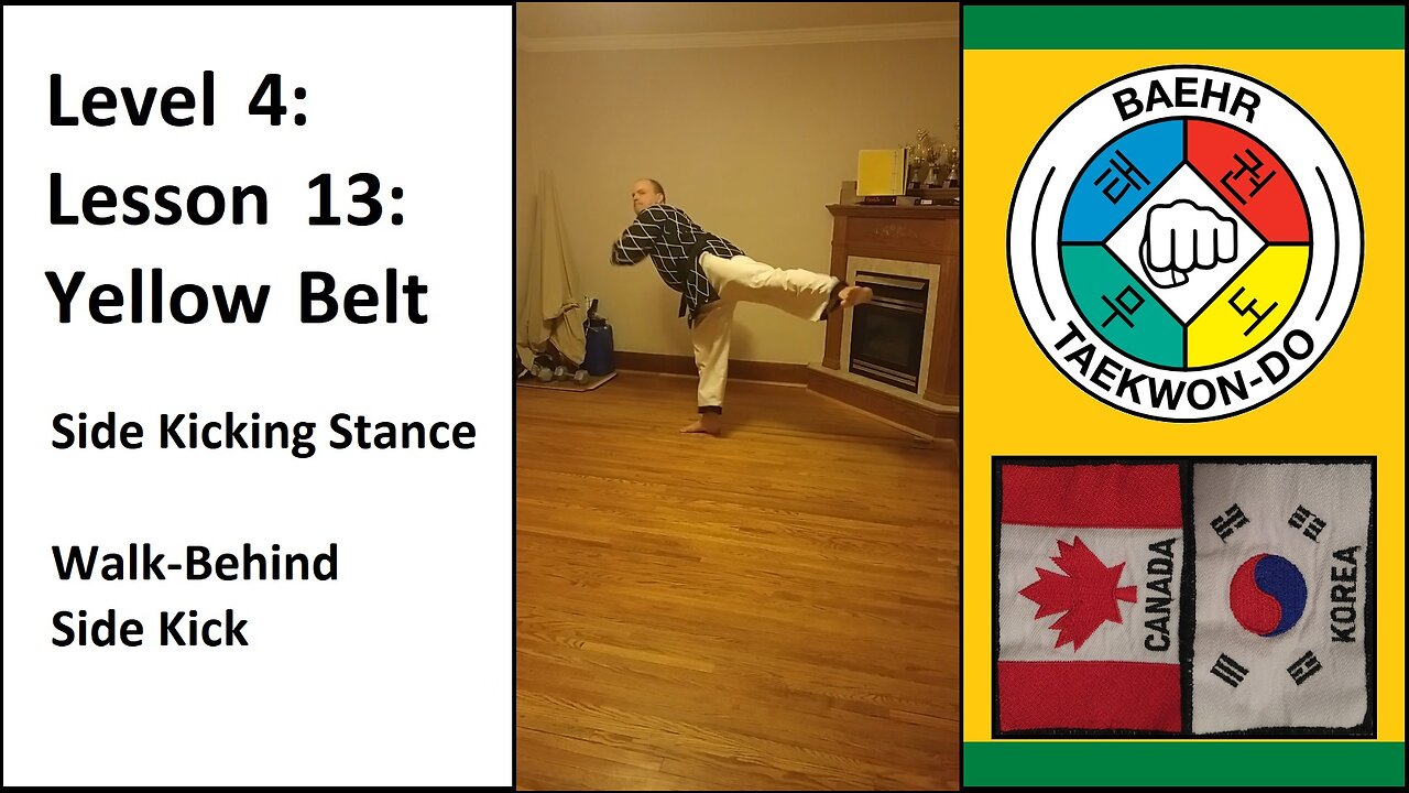 Baehr Taekwondo: 04-13: Green Stripe: Side Kicking Stance - Walk-Behind Side Kick