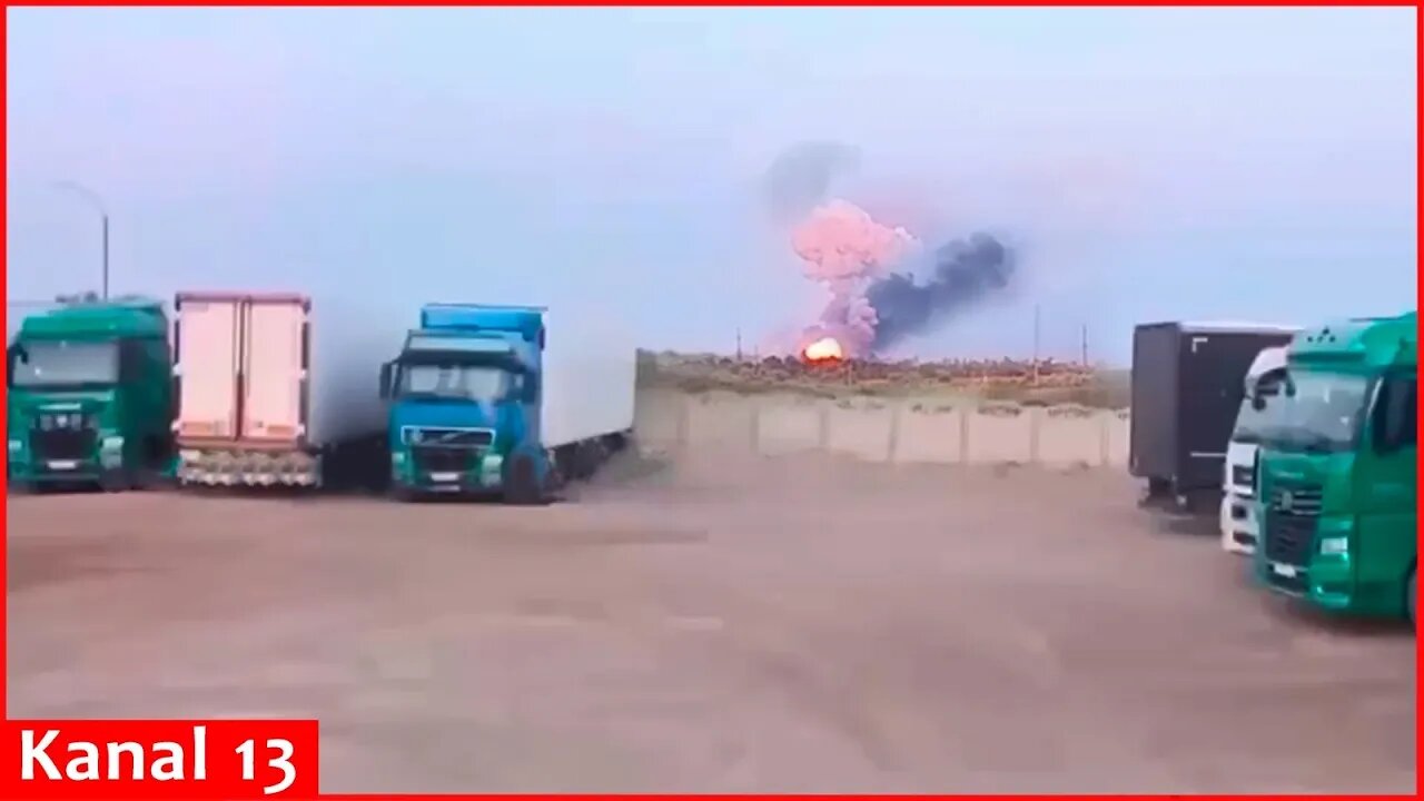 Strong fire in warehouse of fuel and KAB bombs at Russian airfield struck by Ukraine