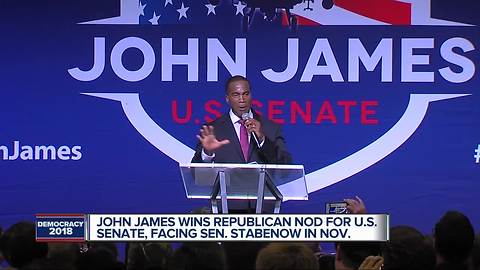 John James wins Republican nod for US Senate, will face Debbie Stabenow