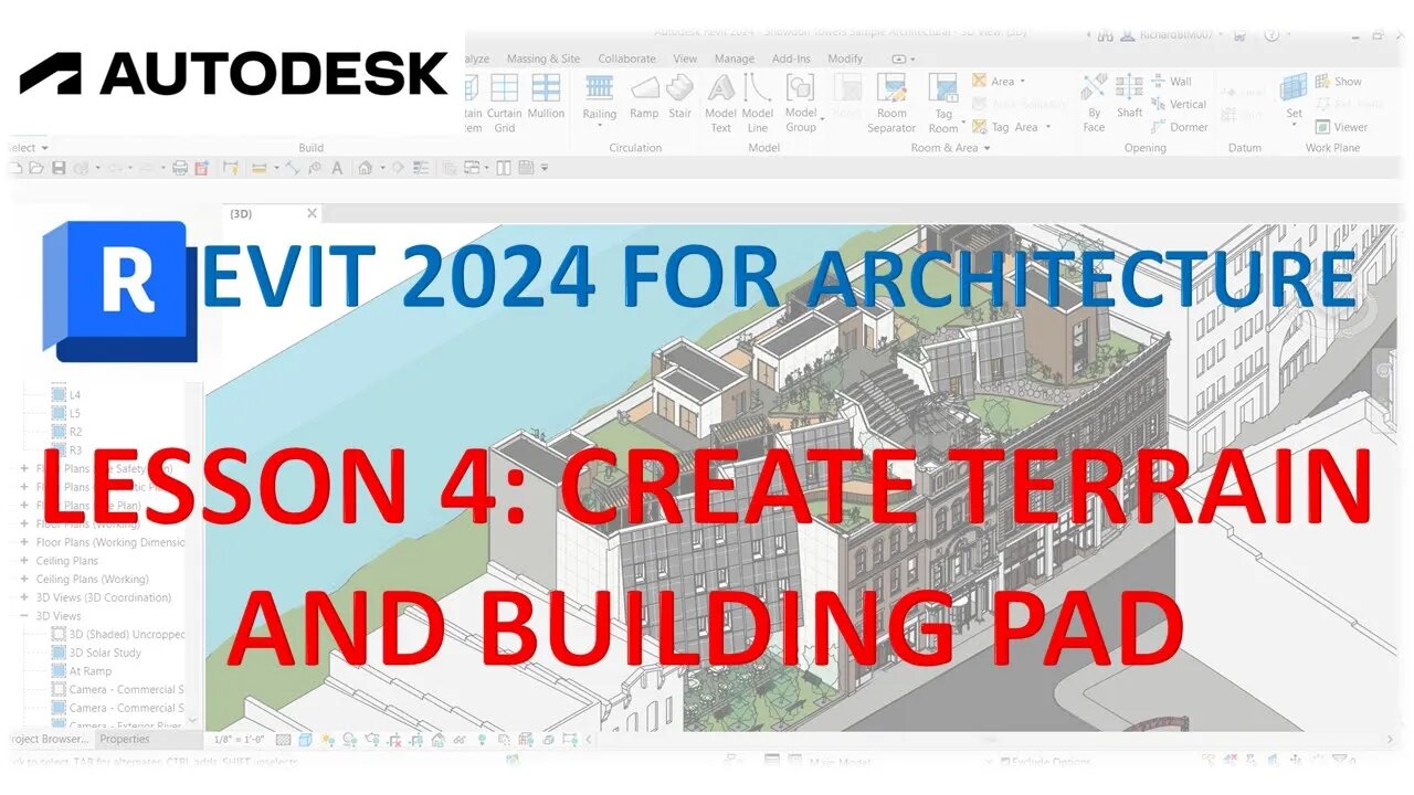 REVIT 2024 FOR ARCHITECTURE FOR BEGINNERS 4: CREATE TERRAIN AND BUILDING PAD