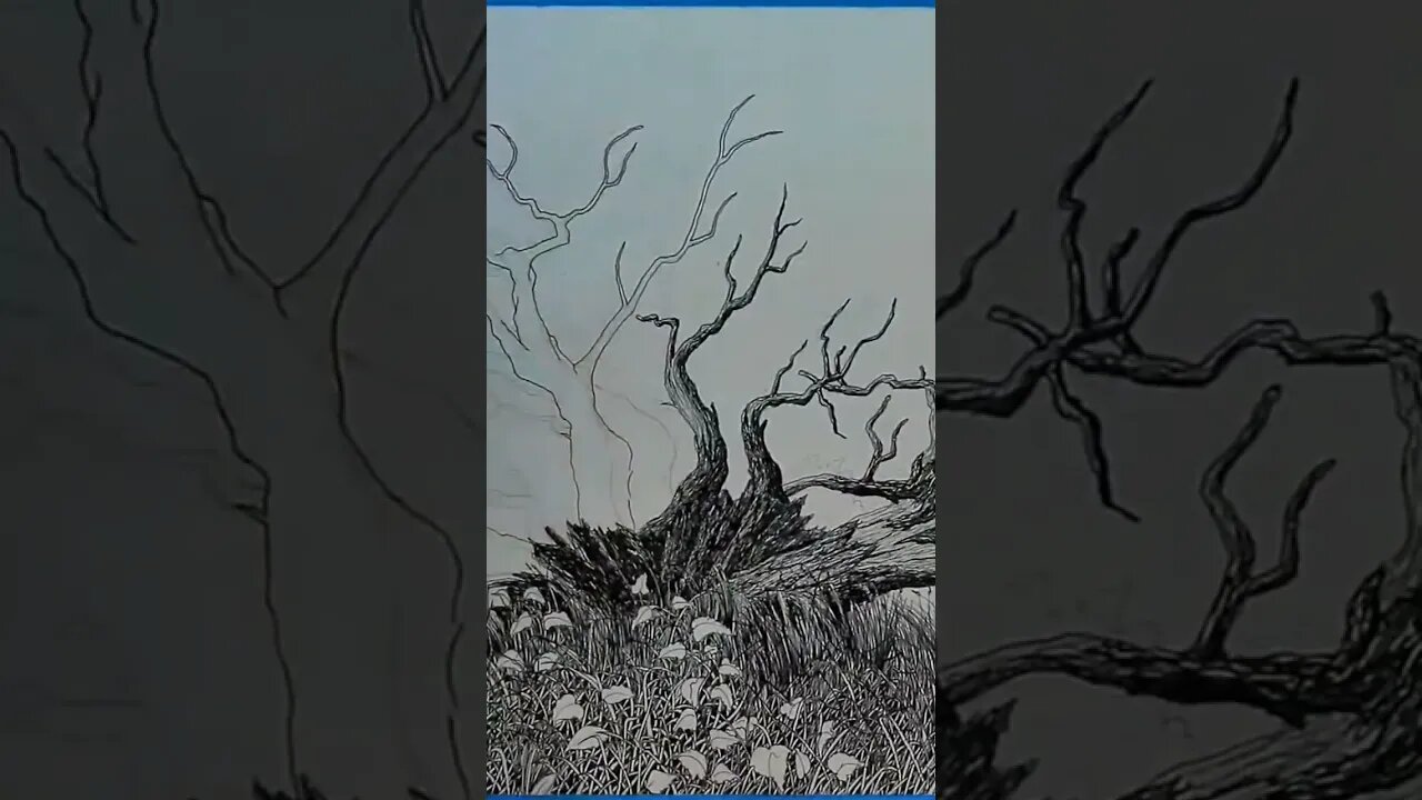 Drawing a Fallen Tree in Ink Pen