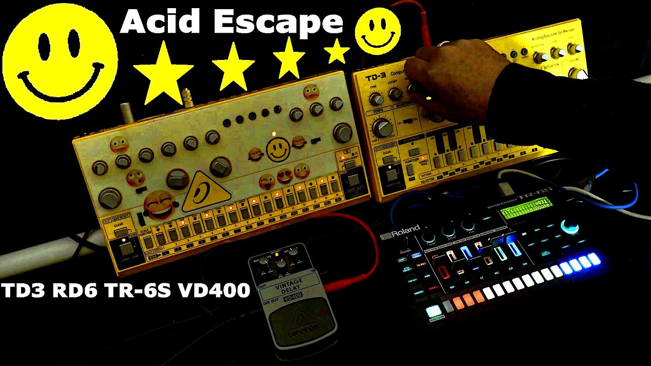 Acid Escape - Behringer TD-3 RD-6 - Roland TR-6S Drum Machine & VD400 Pedal