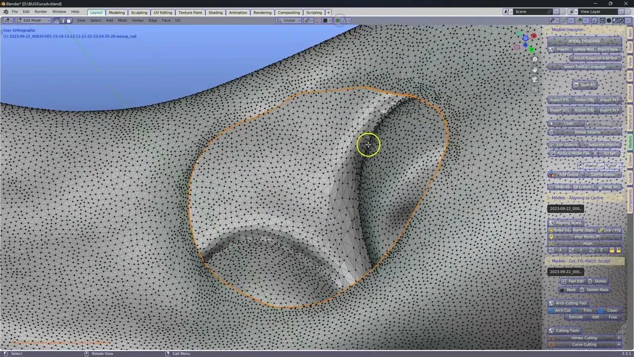 Merging Exocad inner meshes with the Hybrid
