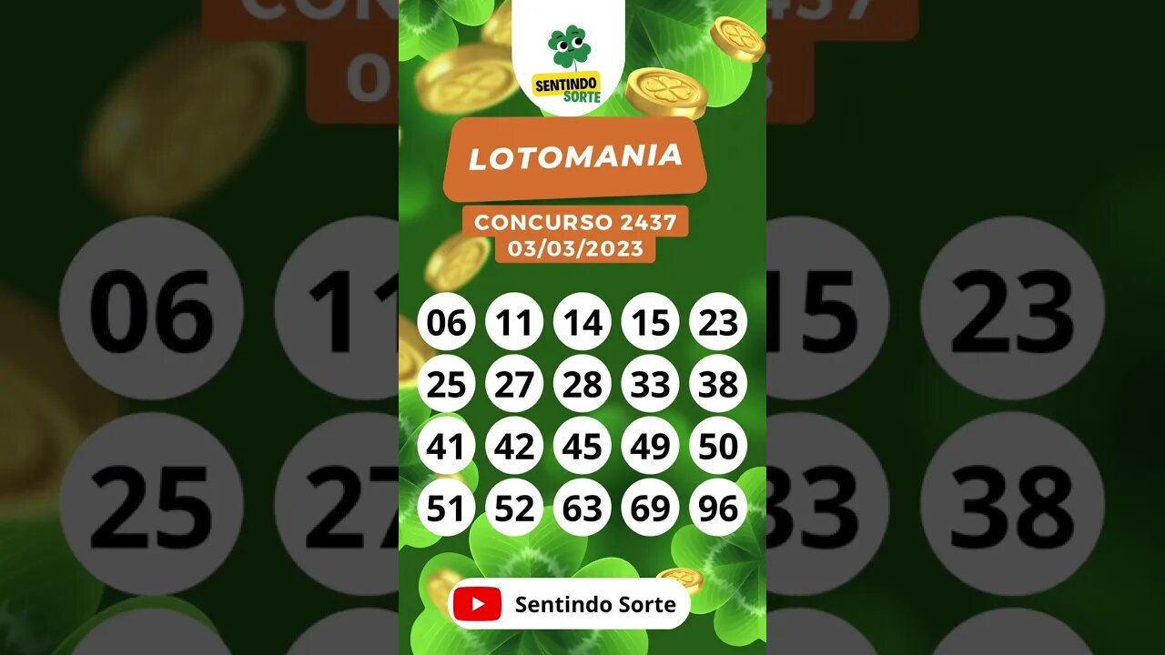 🍀 Resultado LOTOMANIA 2437 | Sentindo Sorte