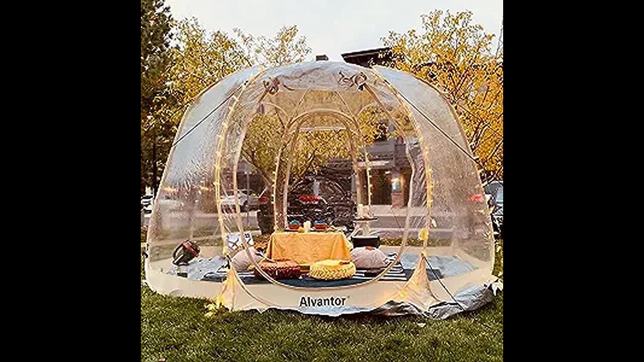 Alvantor Pop Up Bubble Tent - 12’ x 12’ Instant Igloo Tent - 8-10 Person Screen House