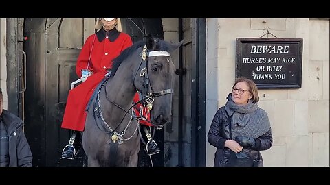 Horse stops her grabbing yhe Reins #horseguardsparade