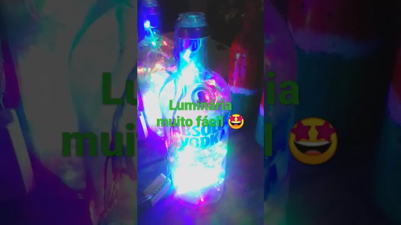 LUMINÁRIA COM PISCA-PISCA E GARRAFA DE VIDRO#Natal