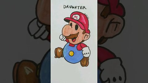 DADA AND DAUGHTER DRAW MARIO! #markers #mario #art #drawing
