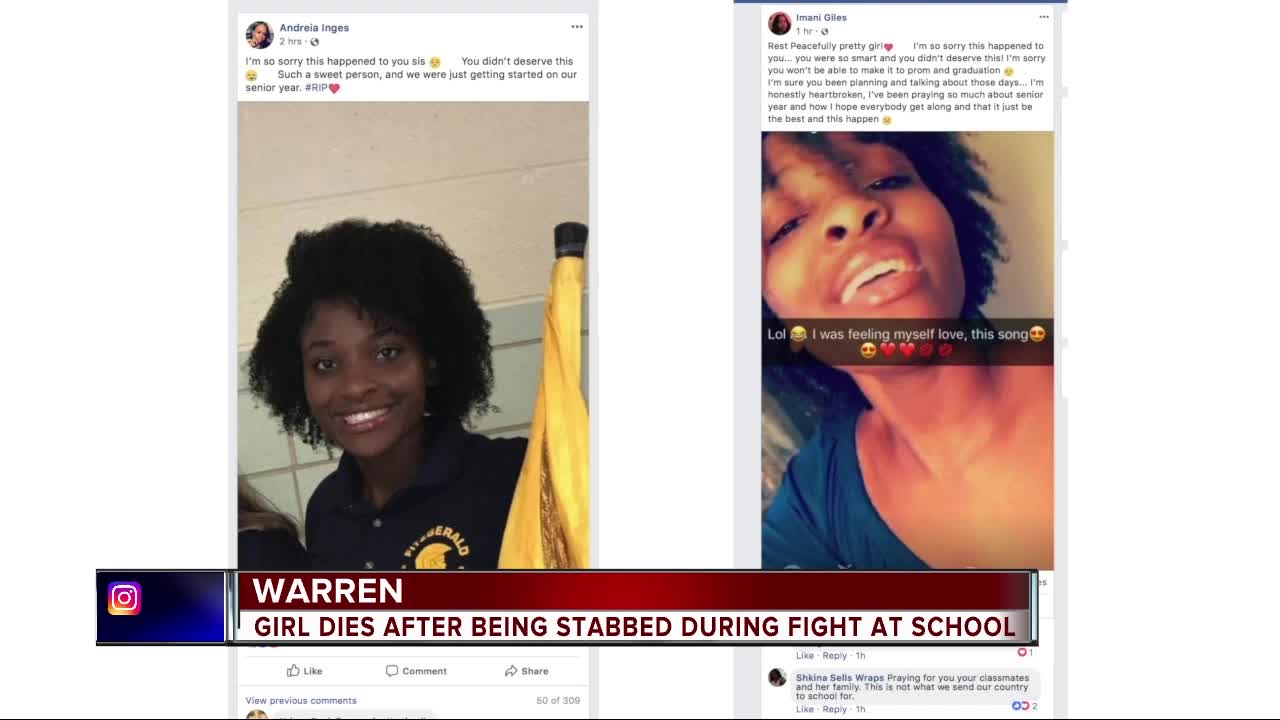 Teen girl dies after being stabbed during fight at Fitzgerald High School in Warren