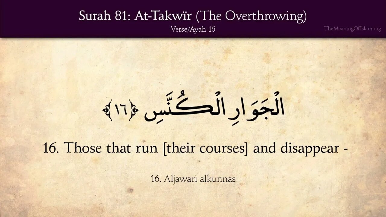 Chapter 81- At Takwir - The Overthrowing