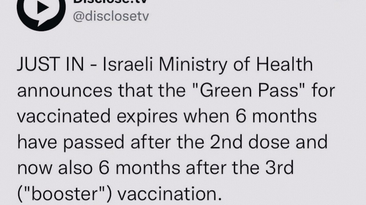 In Israel Double Jabbed Is Now Unvaccinated | 05.10.2021