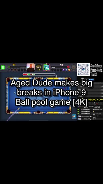 Aged Dude makes big breaks in iPhone 9 Ball pool game [4K] 🎱🎱🎱 8 Ball Pool 🎱🎱🎱