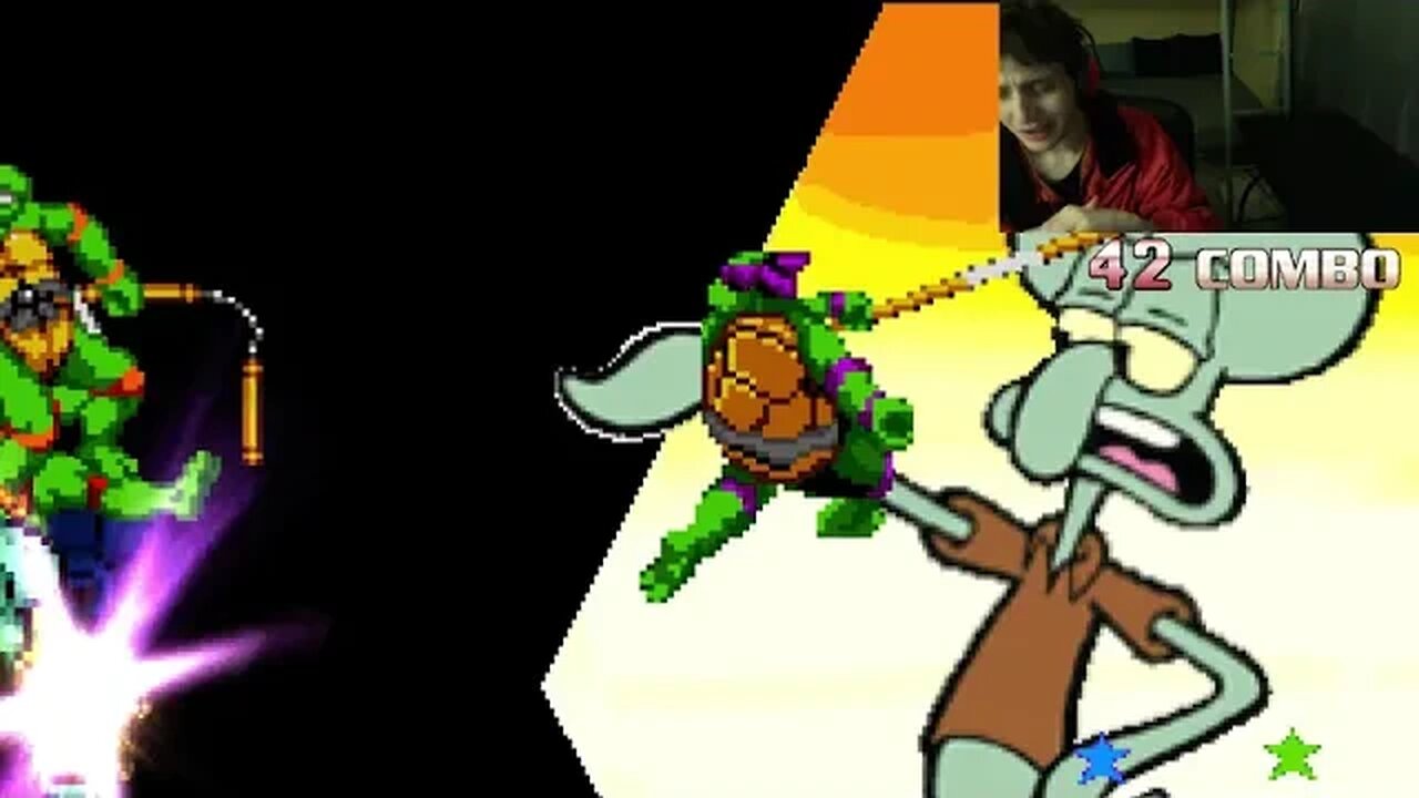 Teenage Mutant Ninja Turtles Characters (Leonardo And Raphael) VS Squidward In A Battle In MUGEN