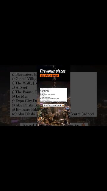 Dubai fireworks on eid ul fitar 2023 - Dubai fireworks places on eid - #travel #dubai #fireworks