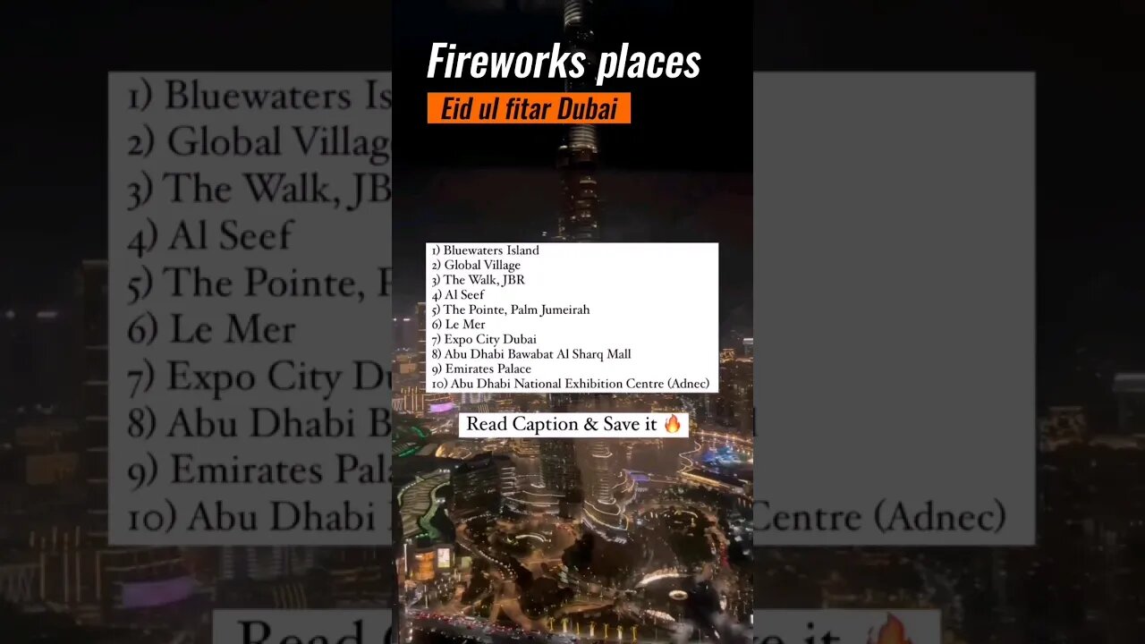 Dubai fireworks on eid ul fitar 2023 - Dubai fireworks places on eid - #travel #dubai #fireworks