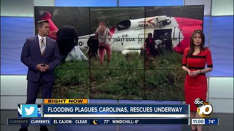 Rescues underway in flooded Carolinas