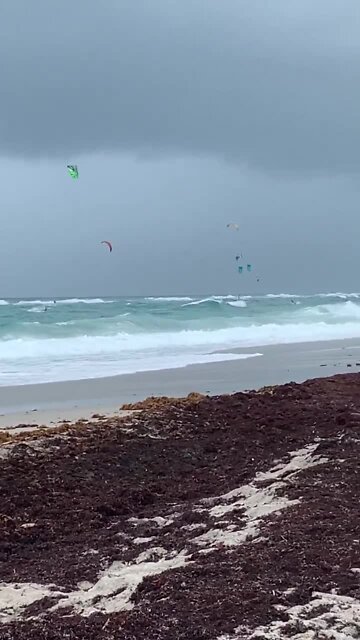 Beachgoers enjoying the weather prior to the arrival of Isaias