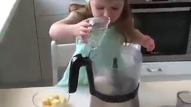 Amazing baby girl skillful in cooking