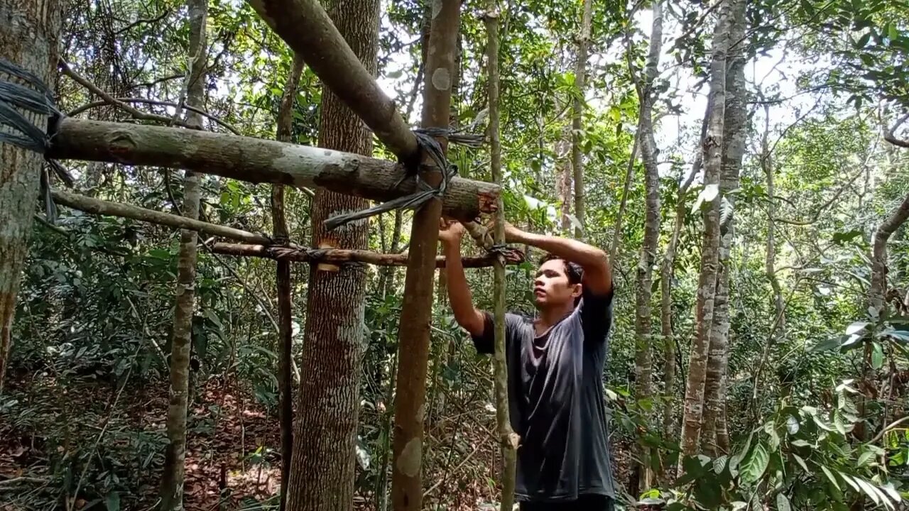 solo survival __ membangun shelter, masak, makan,eksplor, dan tidur nyenyak di hutan _11