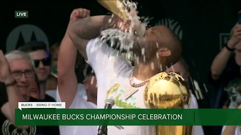 PJ Tucker is chugging champagne like it's water