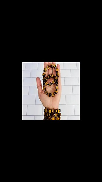 TIGERS EYE CUBE BEAD BRACELET